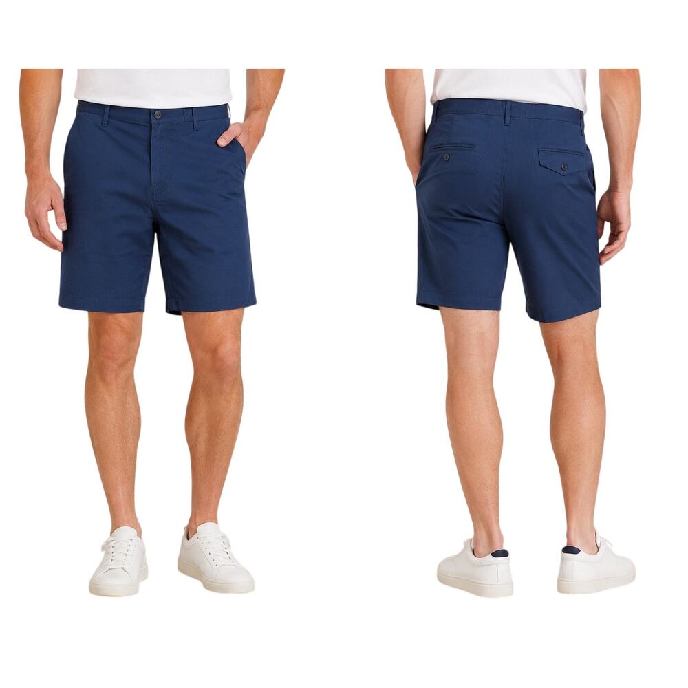 Five Four Los Angeles Modern Fit Cotton 7" Chino Shorts, Navy Blue, Men Size 40